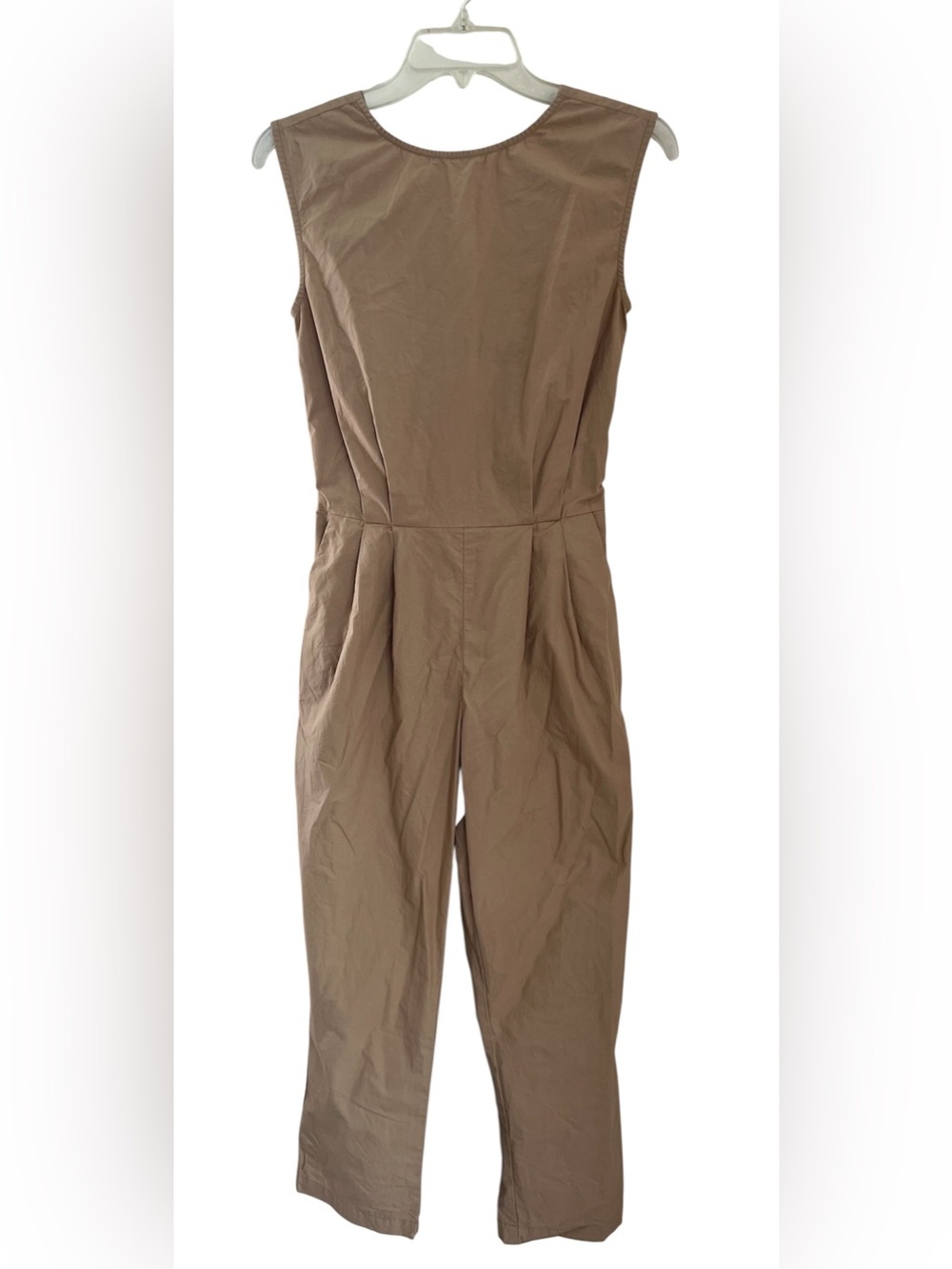 Sea New York Poplin Jumpsuit Women’s M Natural Tan Sleeveless Back Tie Cropped